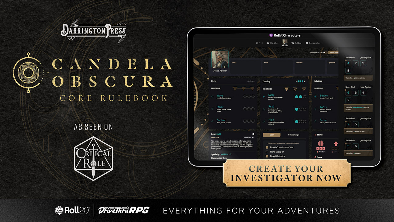 Candela Obscura Out Now On the Roll20 Virtual Tabletop GamingShogun